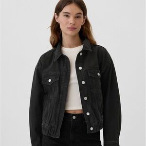 GAP Women's Black Bomber Denim Jacket